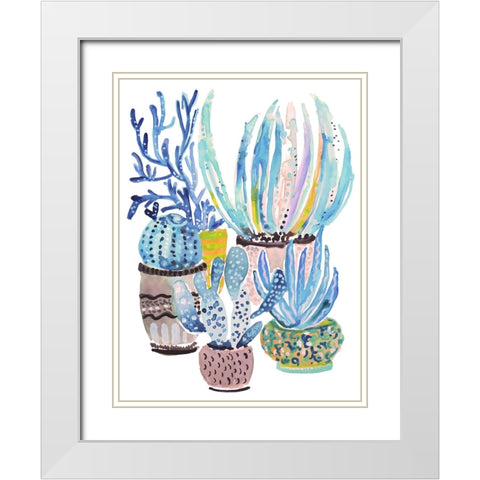 A Cactus Garden II White Modern Wood Framed Art Print with Double Matting by Fields, Karen