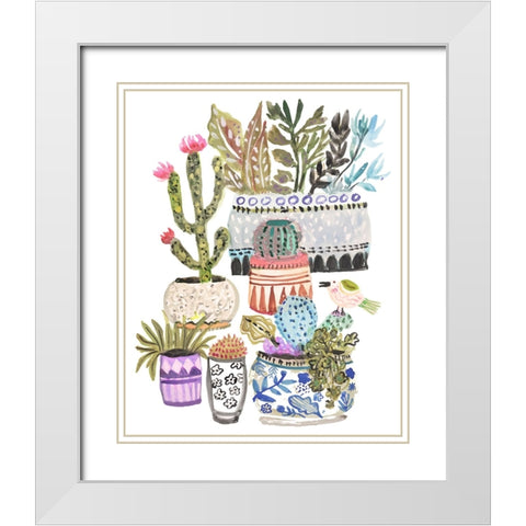 Plant Garden II White Modern Wood Framed Art Print with Double Matting by Fields, Karen