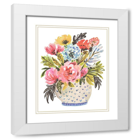 A Sweet Bouquet White Modern Wood Framed Art Print with Double Matting by Fields, Karen