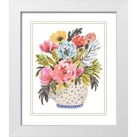 A Sweet Bouquet White Modern Wood Framed Art Print with Double Matting by Fields, Karen