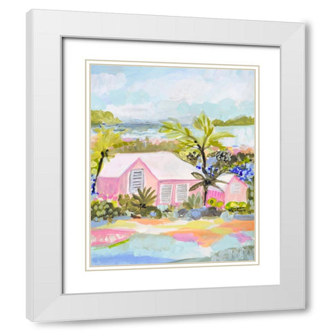 Pink Bungalow Island White Modern Wood Framed Art Print with Double Matting by Fields, Karen