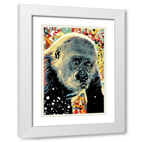 Gorilla Graffitied I White Modern Wood Framed Art Print with Double Matting by Aldridge, Ashley