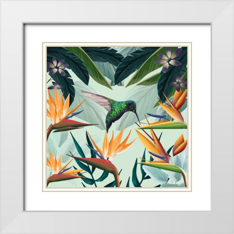 Tropical Flowers II White Modern Wood Framed Art Print with Double Matting by Arctic Frame