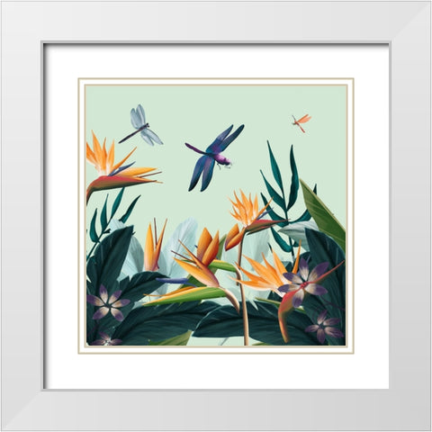 Tropical Flowers III White Modern Wood Framed Art Print with Double Matting by Arctic Frame