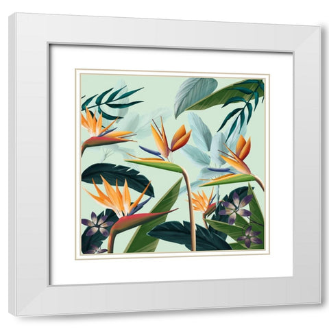 Tropical Flowers IV White Modern Wood Framed Art Print with Double Matting by Arctic Frame