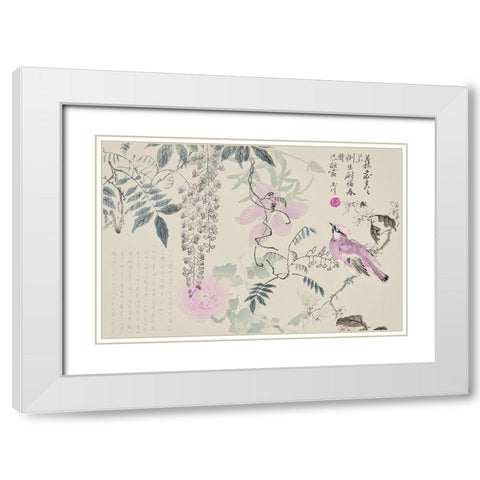 Wisteria Chinoiserie White Modern Wood Framed Art Print with Double Matting by Haase, Andrea