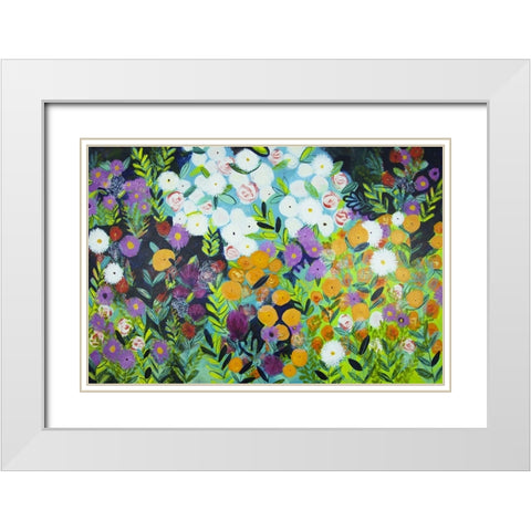 A Midnight Garden I White Modern Wood Framed Art Print with Double Matting by Hampe, Shelley