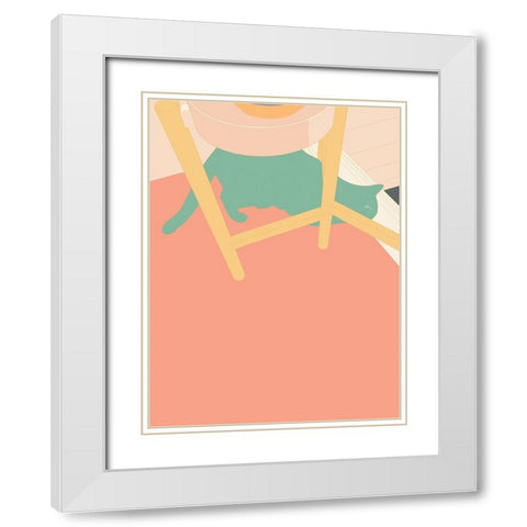 Curious Cat  II White Modern Wood Framed Art Print with Double Matting by Weiss, Richard