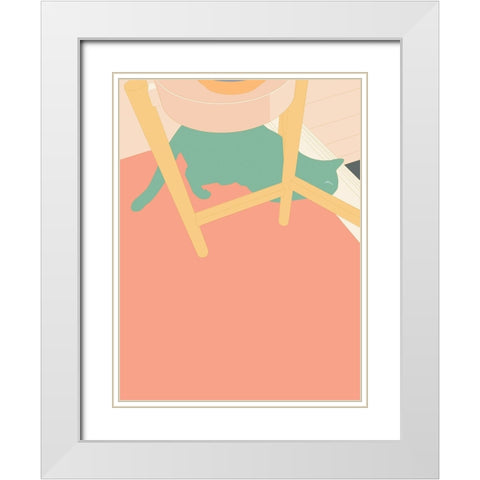 Curious Cat  II White Modern Wood Framed Art Print with Double Matting by Weiss, Richard