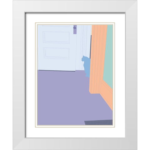 Curious Cat  III White Modern Wood Framed Art Print with Double Matting by Weiss, Richard