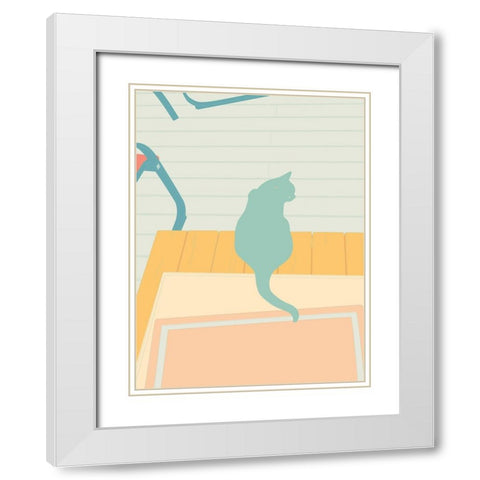 Curious Cat  IV White Modern Wood Framed Art Print with Double Matting by Weiss, Richard