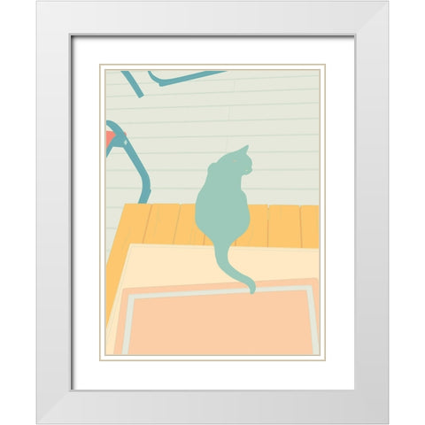 Curious Cat  IV White Modern Wood Framed Art Print with Double Matting by Weiss, Richard