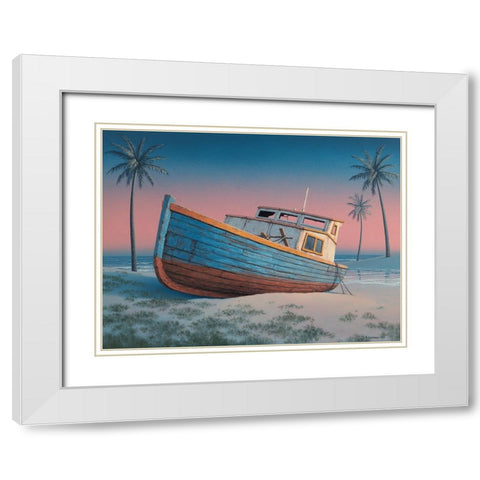 Barbados Sunset  I White Modern Wood Framed Art Print with Double Matting by Courtney, Richard