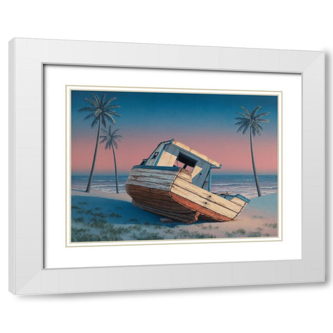 Barbados Sunset  II White Modern Wood Framed Art Print with Double Matting by Courtney, Richard