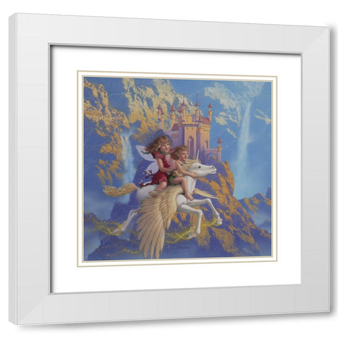 Fairy Sisters White Modern Wood Framed Art Print with Double Matting by Courtney, Richard