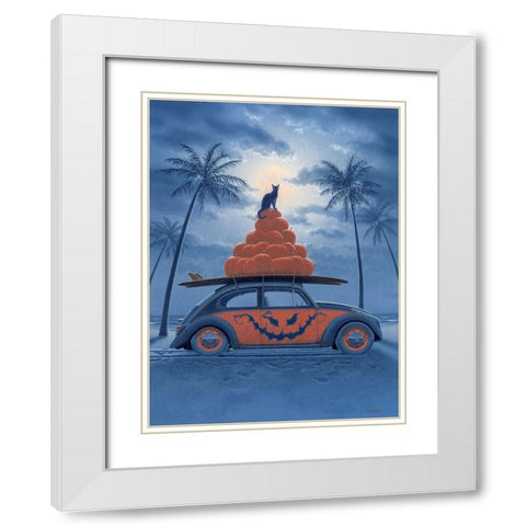 Surfing Pumpkins White Modern Wood Framed Art Print with Double Matting by Courtney, Richard
