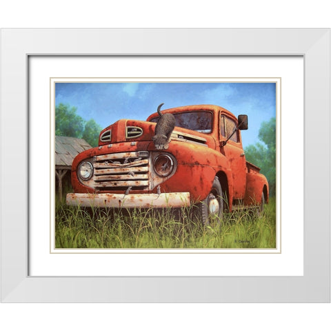 Chase on the Truck White Modern Wood Framed Art Print with Double Matting by Courtney, Richard