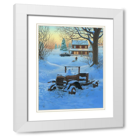 The Little Snowman White Modern Wood Framed Art Print with Double Matting by Courtney, Richard