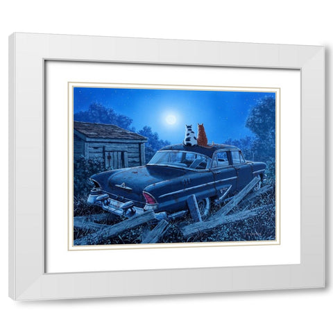 Theres a Moon Out Tonight White Modern Wood Framed Art Print with Double Matting by Courtney, Richard