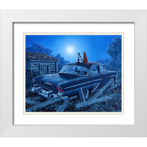 Theres a Moon Out Tonight White Modern Wood Framed Art Print with Double Matting by Courtney, Richard