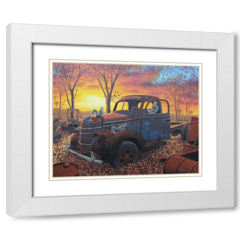 We Three Squirrels White Modern Wood Framed Art Print with Double Matting by Courtney, Richard