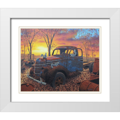 We Three Squirrels White Modern Wood Framed Art Print with Double Matting by Courtney, Richard