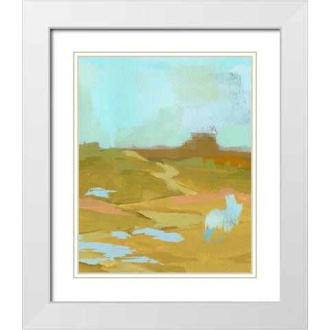 Folk Hills I White Modern Wood Framed Art Print with Double Matting by Green, Jacob