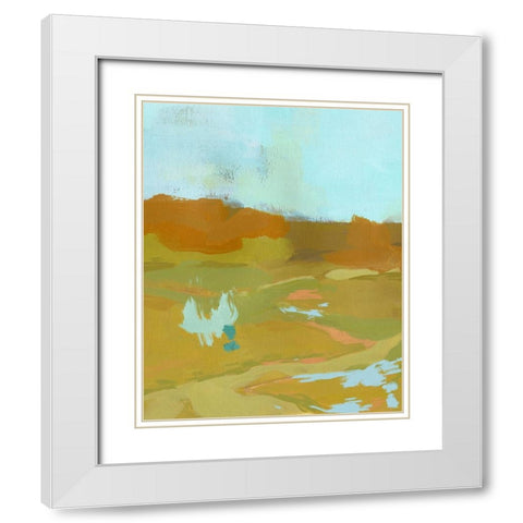 Folk Hills II White Modern Wood Framed Art Print with Double Matting by Green, Jacob