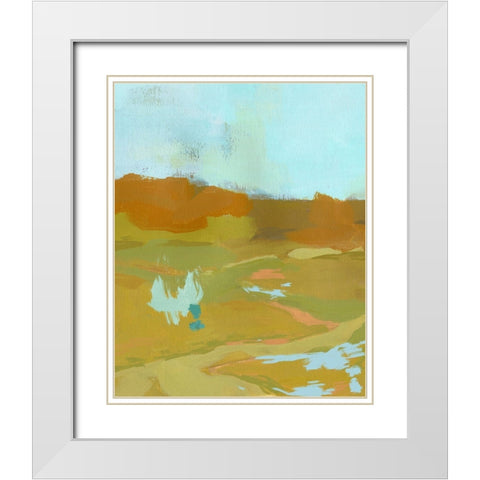 Folk Hills II White Modern Wood Framed Art Print with Double Matting by Green, Jacob
