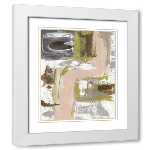 Facets IV White Modern Wood Framed Art Print with Double Matting by Wang, Melissa