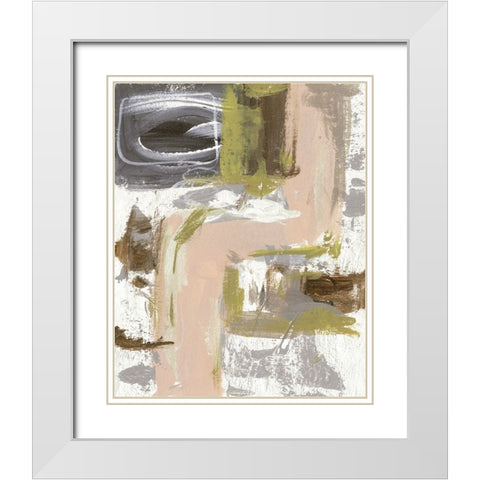 Facets IV White Modern Wood Framed Art Print with Double Matting by Wang, Melissa