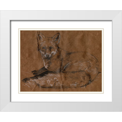 Crafty Fox II White Modern Wood Framed Art Print with Double Matting by Parker, Jennifer Paxton