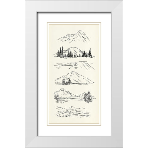 Mountain Ink II White Modern Wood Framed Art Print with Double Matting by Warren, Annie