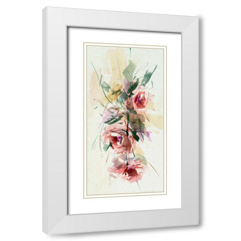 Rosa Flora I White Modern Wood Framed Art Print with Double Matting by Wang, Melissa