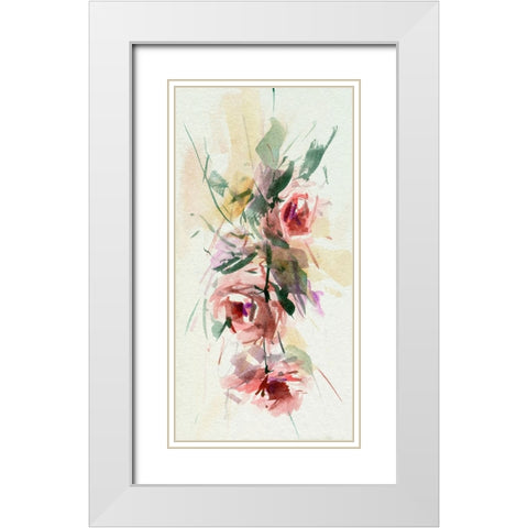 Rosa Flora I White Modern Wood Framed Art Print with Double Matting by Wang, Melissa