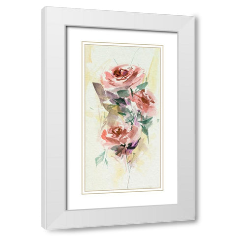 Rosa Flora II White Modern Wood Framed Art Print with Double Matting by Wang, Melissa