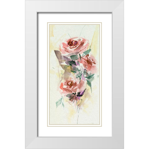 Rosa Flora II White Modern Wood Framed Art Print with Double Matting by Wang, Melissa