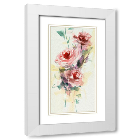 Rosa Flora III White Modern Wood Framed Art Print with Double Matting by Wang, Melissa