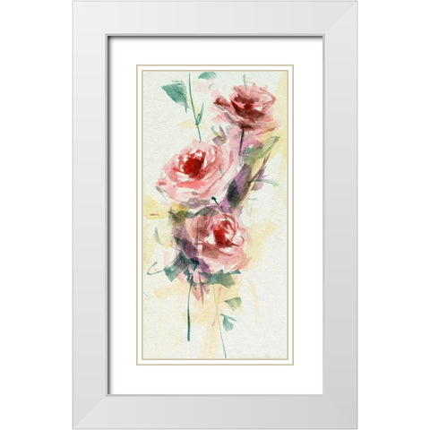 Rosa Flora III White Modern Wood Framed Art Print with Double Matting by Wang, Melissa