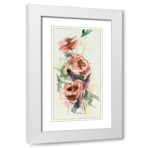 Rosa Flora IV White Modern Wood Framed Art Print with Double Matting by Wang, Melissa