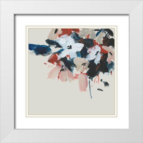Indigo and Crimson Blooms V White Modern Wood Framed Art Print with Double Matting by Wang, Melissa