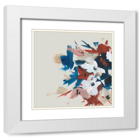 Indigo and Crimson Blooms VI White Modern Wood Framed Art Print with Double Matting by Wang, Melissa