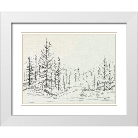 Piney Forest II White Modern Wood Framed Art Print with Double Matting by Caroline, Emma