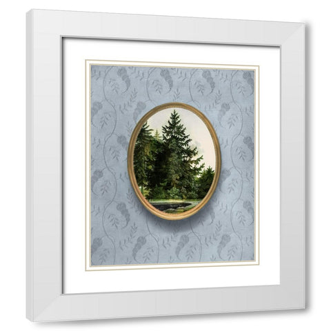 Woodland Fir Cameo I White Modern Wood Framed Art Print with Double Matting by Vision Studio