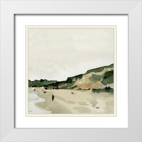 Custom Beachside Walk I White Modern Wood Framed Art Print with Double Matting by Caroline, Emma