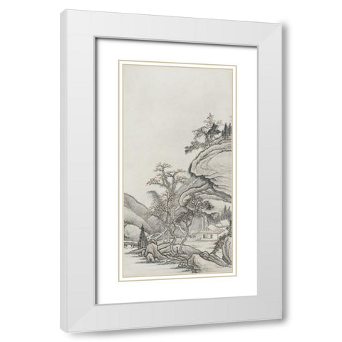 Chinese Mountain View I White Modern Wood Framed Art Print with Double Matting by Haase, Andrea