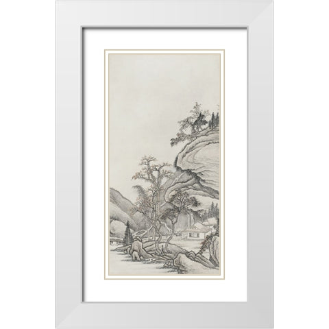 Chinese Mountain View I White Modern Wood Framed Art Print with Double Matting by Haase, Andrea