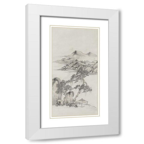 Chinese Mountain View II White Modern Wood Framed Art Print with Double Matting by Haase, Andrea