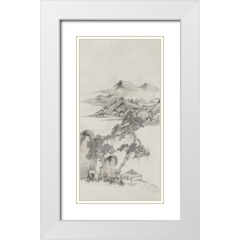 Chinese Mountain View II White Modern Wood Framed Art Print with Double Matting by Haase, Andrea