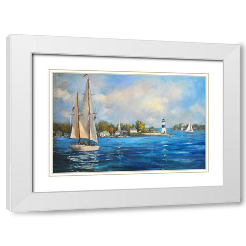 Sailing on Sunday White Modern Wood Framed Art Print with Double Matting by Stevens, Allayn